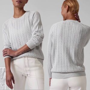 Athleta Sparkly Crew Cable Knit Sweater XS